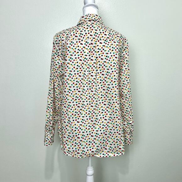 Talbots Hearts Button up Shirt 0X Plus Women Colorful Blue Red Long Sleeve - Picture 5 of 12